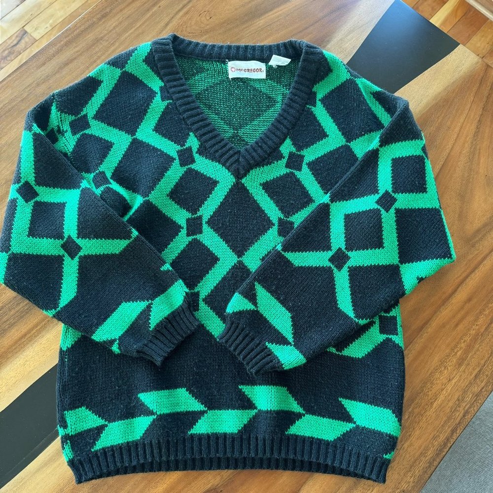 Vintage McGregor Sweater Mens‎ S 80s V-Neck Grandpa Retro Knit